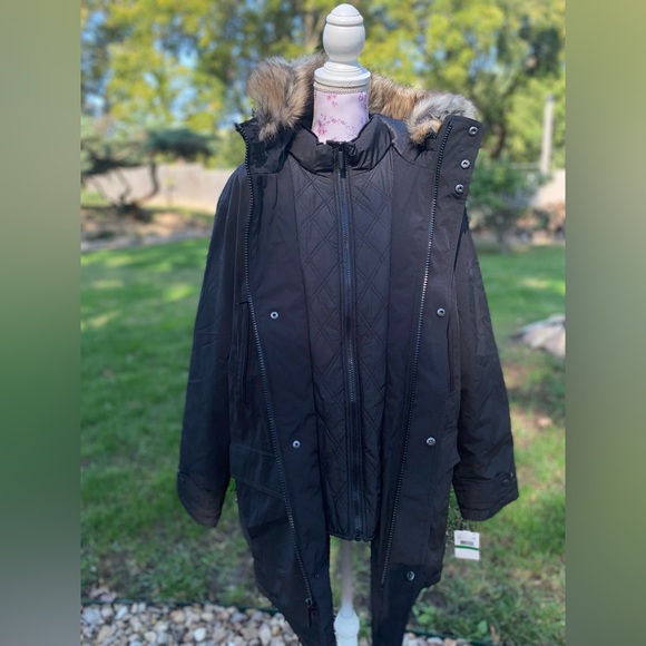 Tower By London Fog Mens Faux Fur Arctic Jacket Coat w/ Hood Black - Picture 9 of 16